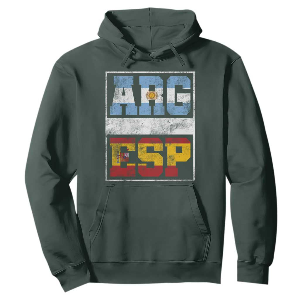 Retro ARG ESP Argentina Espana Flag Typography Graphic Hoodie Country Code Vintage Argentine Spainish Pride