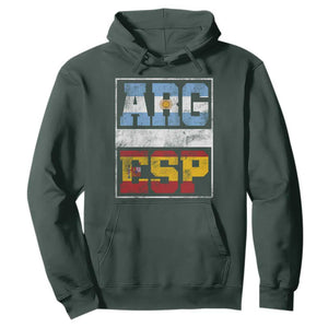 Retro ARG ESP Argentina Espana Flag Typography Graphic Hoodie Country Code Vintage Argentine Spainish Pride