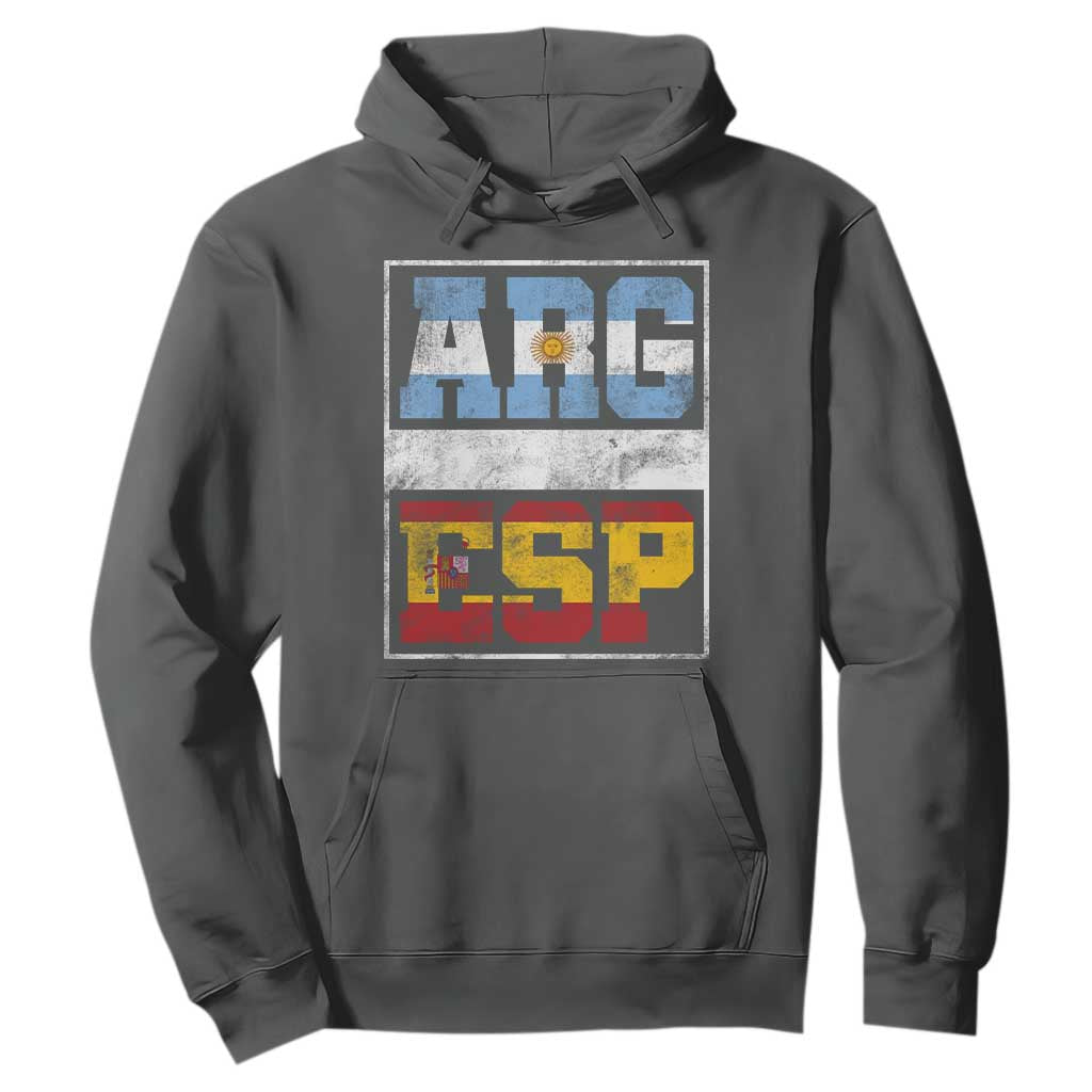 Retro ARG ESP Argentina Espana Flag Typography Graphic Hoodie Country Code Vintage Argentine Spainish Pride