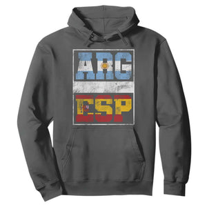 Retro ARG ESP Argentina Espana Flag Typography Graphic Hoodie Country Code Vintage Argentine Spainish Pride