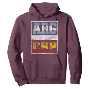 Retro ARG ESP Argentina Espana Flag Typography Graphic Hoodie Country Code Vintage Argentine Spainish Pride
