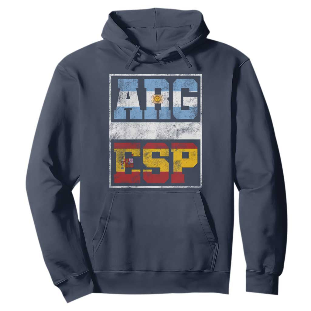 Retro ARG ESP Argentina Espana Flag Typography Graphic Hoodie Country Code Vintage Argentine Spainish Pride