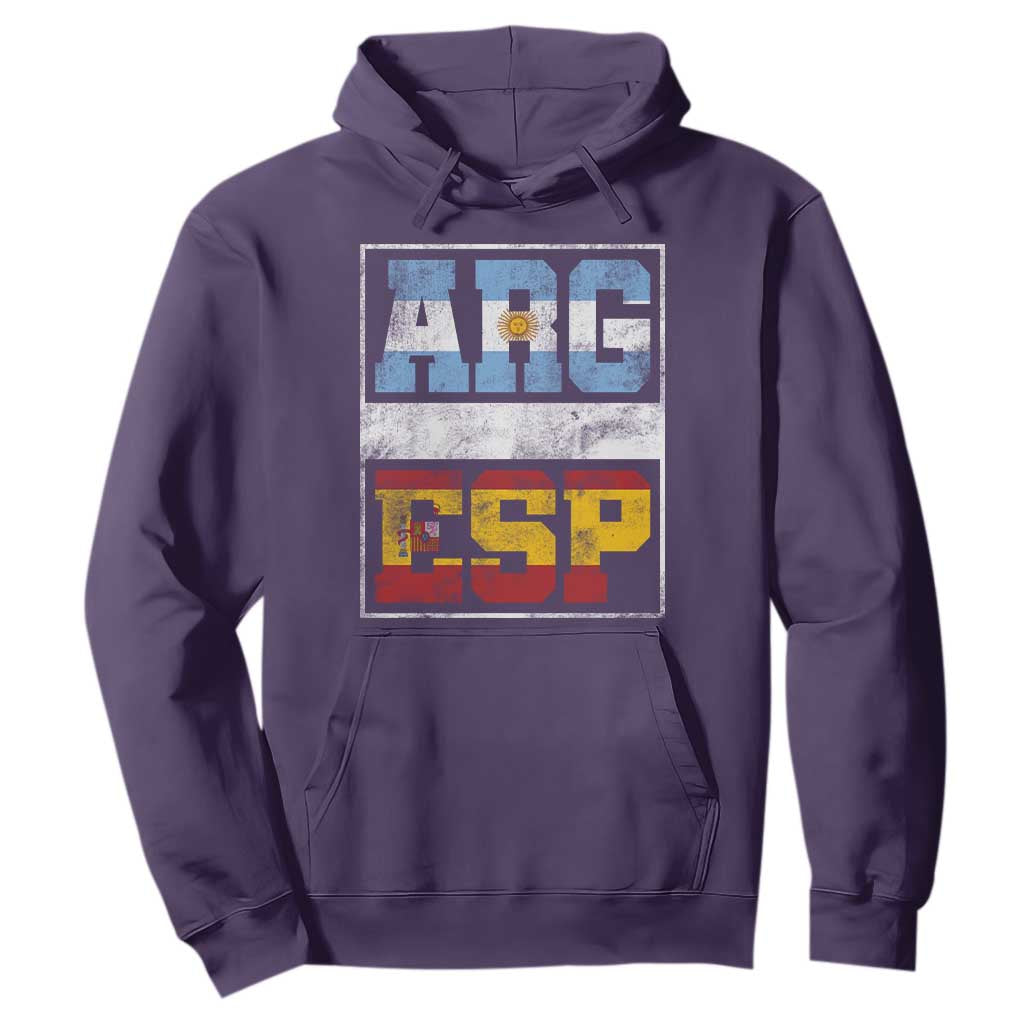 Retro ARG ESP Argentina Espana Flag Typography Graphic Hoodie Country Code Vintage Argentine Spainish Pride