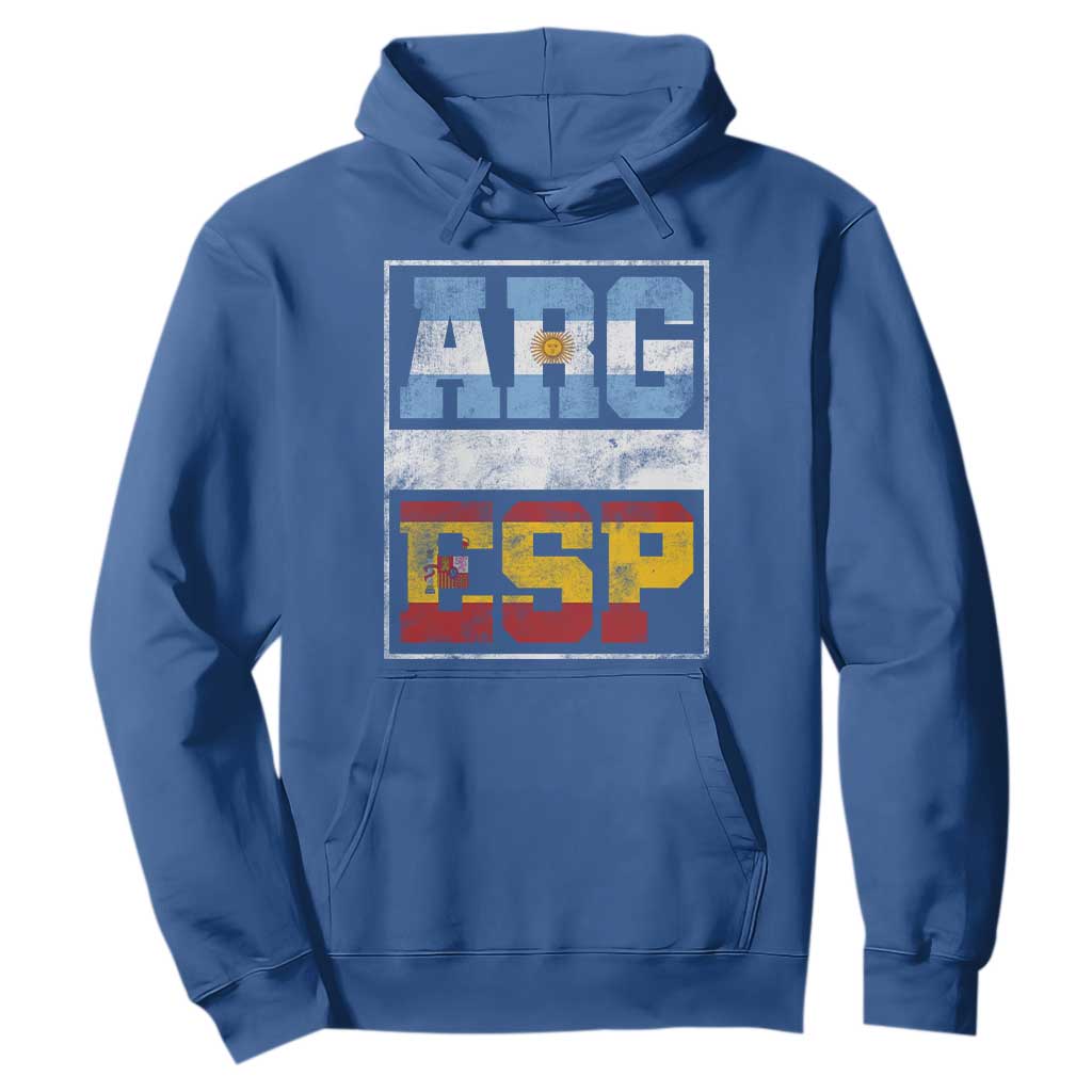 Retro ARG ESP Argentina Espana Flag Typography Graphic Hoodie Country Code Vintage Argentine Spainish Pride