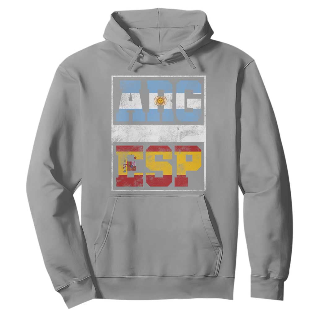 Retro ARG ESP Argentina Espana Flag Typography Graphic Hoodie Country Code Vintage Argentine Spainish Pride