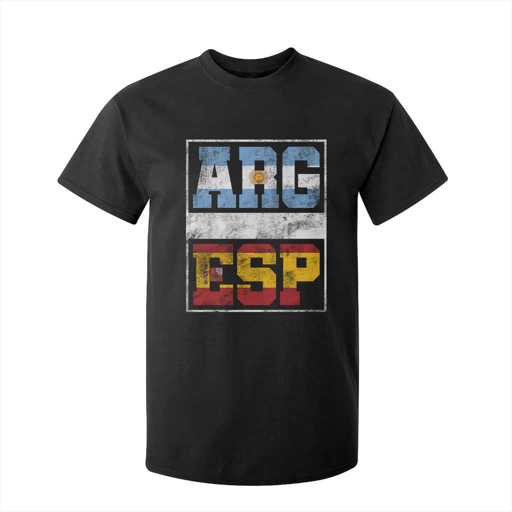 Retro ARG ESP Argentina Espana Flag Typography Graphic T Shirt For Kid Country Code Vintage Argentine Spanish Pride TS02 Black Print Your Wear
