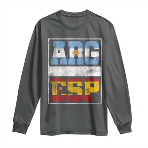 Retro ARG ESP Argentina Espana Flag Typography Graphic Long Sleeve Shirt Country Code Vintage Argentine Spainish Pride