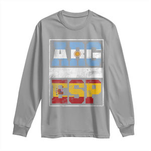 Retro ARG ESP Argentina Espana Flag Typography Graphic Long Sleeve Shirt Country Code Vintage Argentine Spainish Pride