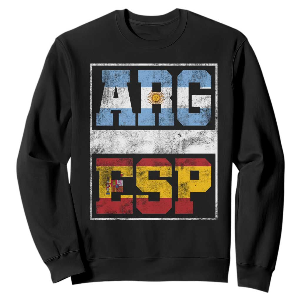 Retro ARG ESP Argentina Espana Flag Typography Graphic Sweatshirt Country Code Vintage Argentine Spainish Pride