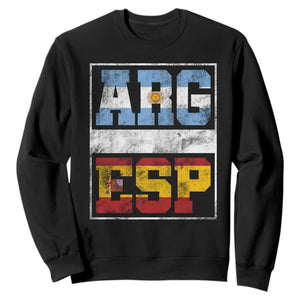 Retro ARG ESP Argentina Espana Flag Typography Graphic Sweatshirt Country Code Vintage Argentine Spainish Pride