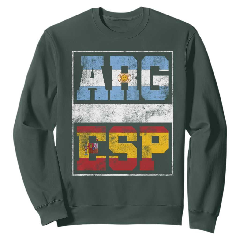 Retro ARG ESP Argentina Espana Flag Typography Graphic Sweatshirt Country Code Vintage Argentine Spainish Pride