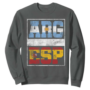 Retro ARG ESP Argentina Espana Flag Typography Graphic Sweatshirt Country Code Vintage Argentine Spainish Pride