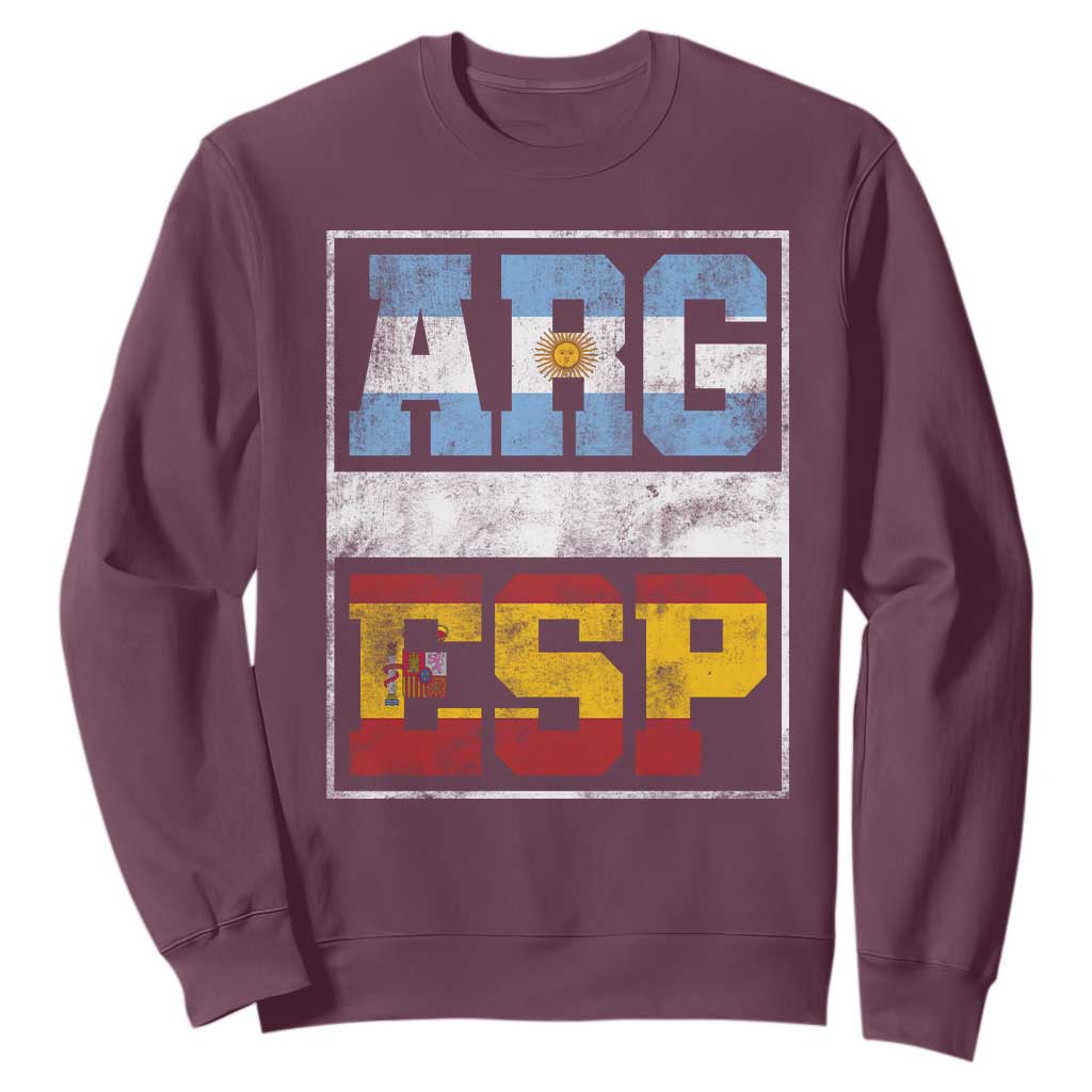 Retro ARG ESP Argentina Espana Flag Typography Graphic Sweatshirt Country Code Vintage Argentine Spainish Pride