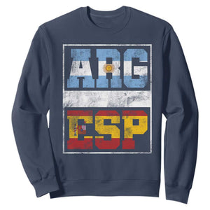 Retro ARG ESP Argentina Espana Flag Typography Graphic Sweatshirt Country Code Vintage Argentine Spainish Pride