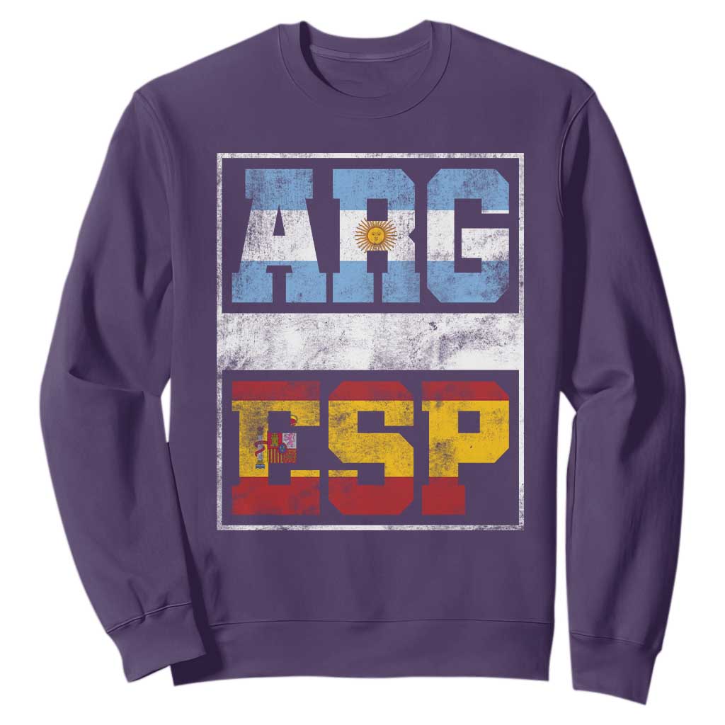 Retro ARG ESP Argentina Espana Flag Typography Graphic Sweatshirt Country Code Vintage Argentine Spainish Pride