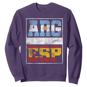 Retro ARG ESP Argentina Espana Flag Typography Graphic Sweatshirt Country Code Vintage Argentine Spainish Pride