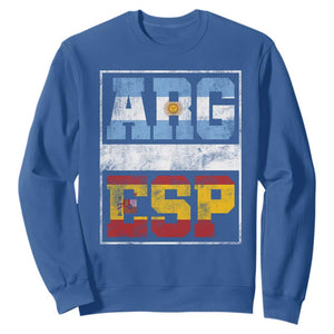 Retro ARG ESP Argentina Espana Flag Typography Graphic Sweatshirt Country Code Vintage Argentine Spainish Pride