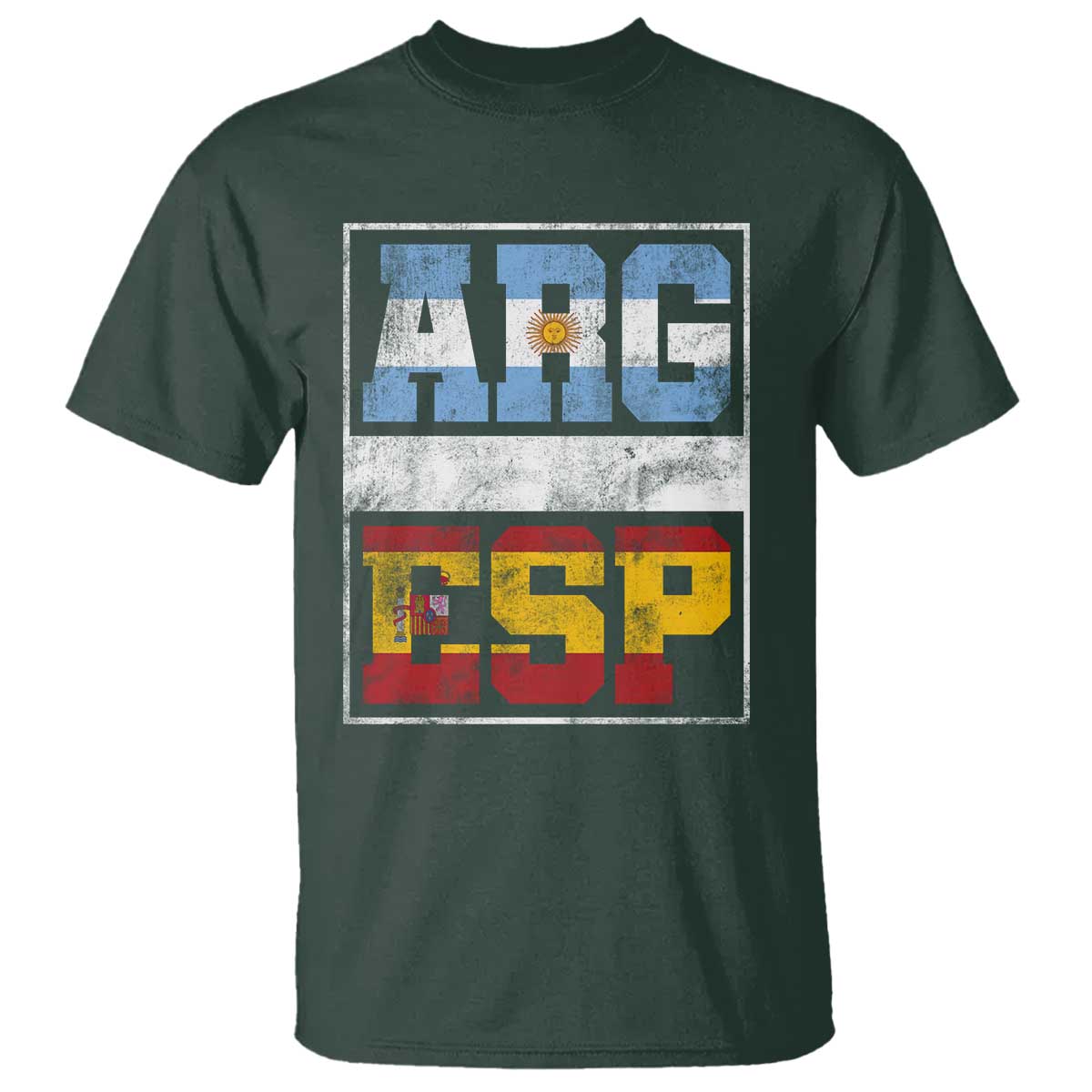 Retro ARG ESP Argentina Espana Flag Typography Graphic T Shirt Country Code Vintage Argentine Spainish Pride