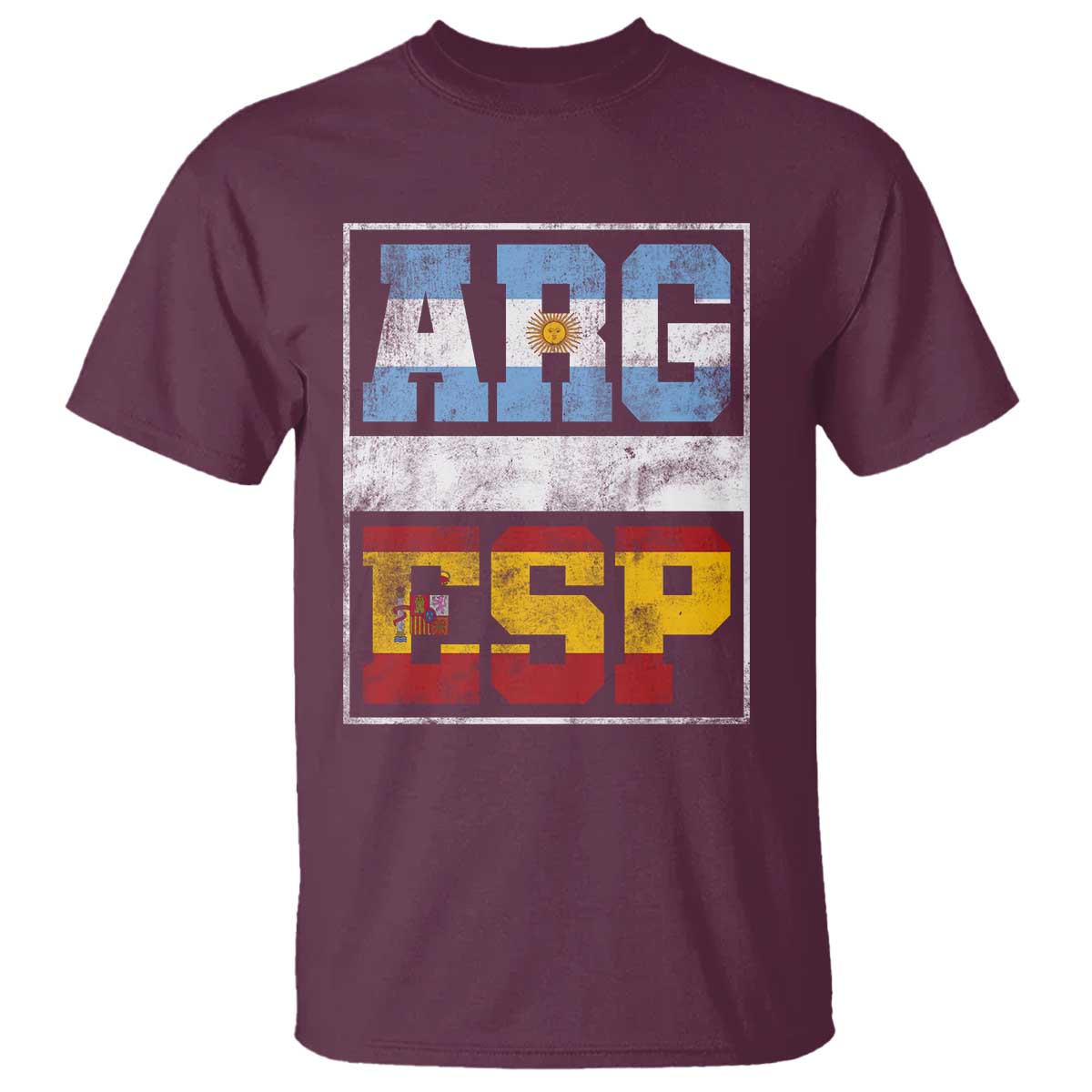 Retro ARG ESP Argentina Espana Flag Typography Graphic T Shirt Country Code Vintage Argentine Spainish Pride