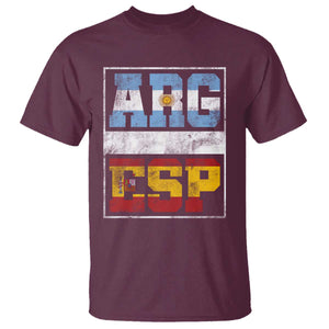 Retro ARG ESP Argentina Espana Flag Typography Graphic T Shirt Country Code Vintage Argentine Spainish Pride