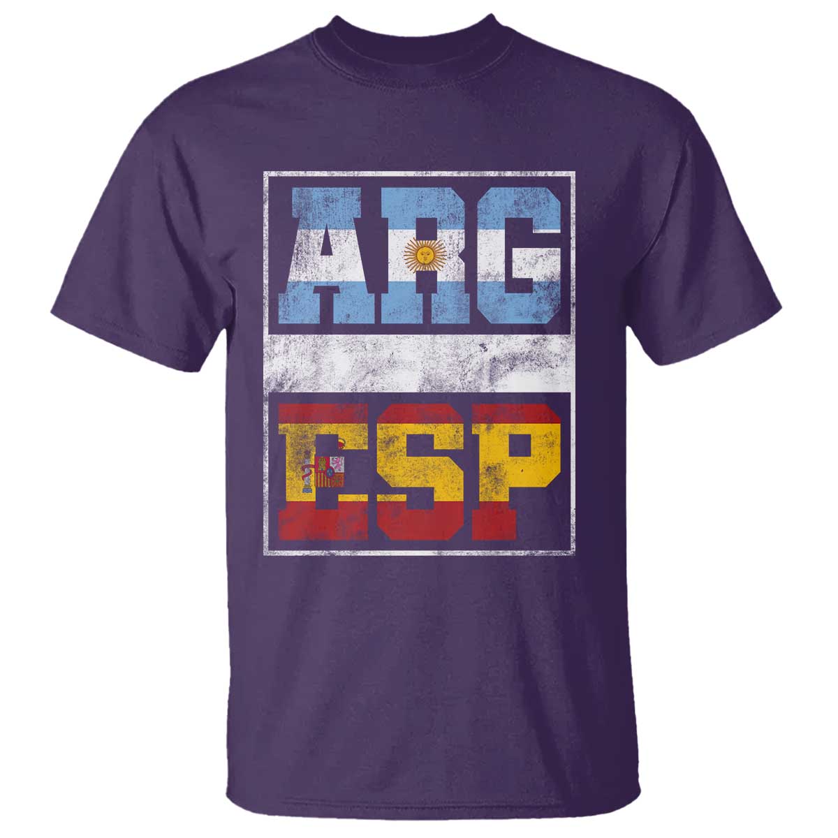 Retro ARG ESP Argentina Espana Flag Typography Graphic T Shirt Country Code Vintage Argentine Spainish Pride
