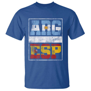 Retro ARG ESP Argentina Espana Flag Typography Graphic T Shirt Country Code Vintage Argentine Spainish Pride