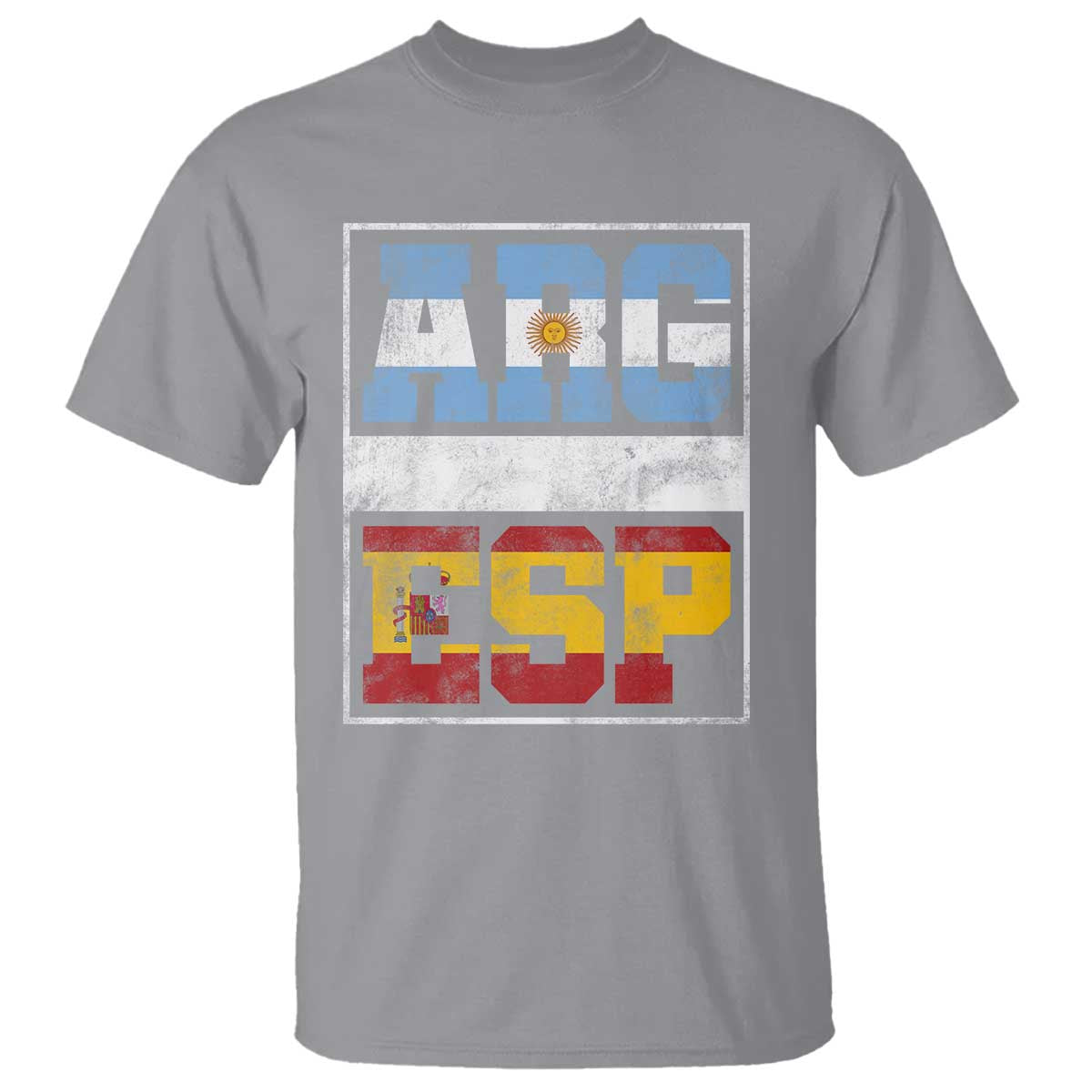 Retro ARG ESP Argentina Espana Flag Typography Graphic T Shirt Country Code Vintage Argentine Spainish Pride