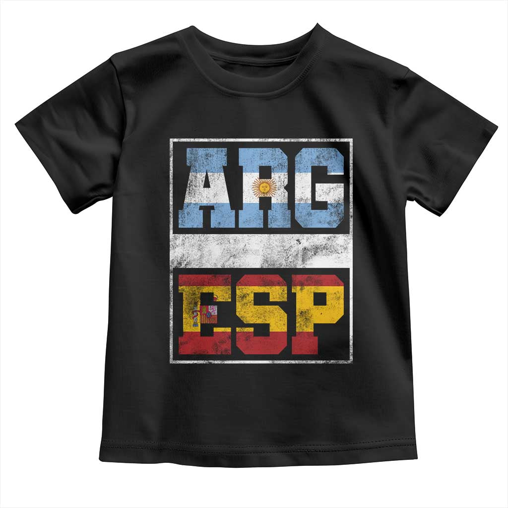 Retro ARG ESP Argentina Espana Flag Typography Graphic Toddler T Shirt Country Code Vintage Argentine Spanish Pride TS02 Black Print Your Wear