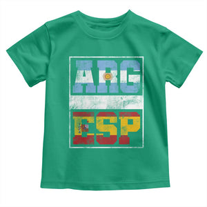 Retro ARG ESP Argentina Espana Flag Typography Graphic Toddler T Shirt Country Code Vintage Argentine Spainish Pride