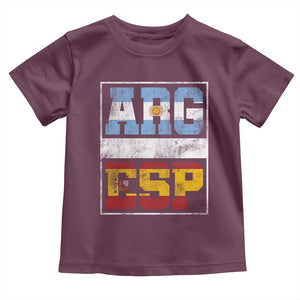Retro ARG ESP Argentina Espana Flag Typography Graphic Toddler T Shirt Country Code Vintage Argentine Spainish Pride