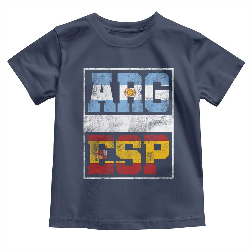 Retro ARG ESP Argentina Espana Flag Typography Graphic Toddler T Shirt Country Code Vintage Argentine Spainish Pride
