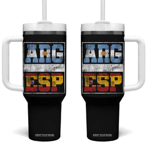 Retro ARG ESP Argentina Espana Flag Typography Graphic Tumbler With Handle Country Code Vintage Argentine Spainish Pride
