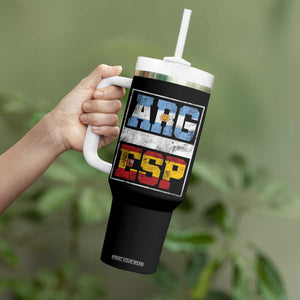 Retro ARG ESP Argentina Espana Flag Typography Graphic Tumbler With Handle Country Code Vintage Argentine Spainish Pride