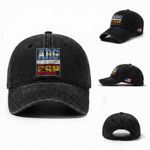 Retro ARG ESP Argentina Espana Flag Typography Graphic Washed Cotton Baseball Cap Country Code Vintage Argentine Spainish Pride