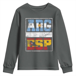 Retro ARG ESP Argentina Espana Flag Typography Graphic Youth Sweatshirt Country Code Vintage Argentine Spainish Pride