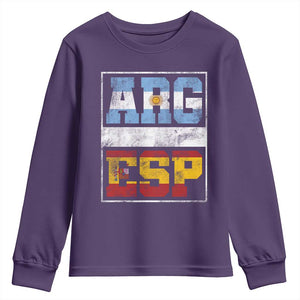 Retro ARG ESP Argentina Espana Flag Typography Graphic Youth Sweatshirt Country Code Vintage Argentine Spainish Pride