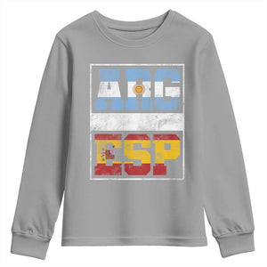 Retro ARG ESP Argentina Espana Flag Typography Graphic Youth Sweatshirt Country Code Vintage Argentine Spainish Pride