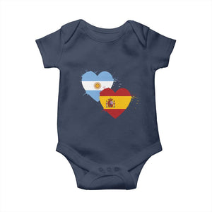 Argentina Spain Flag Two Hearts Graphic Baby Onesie Dual Argentine Spanish Heritage Love Pride