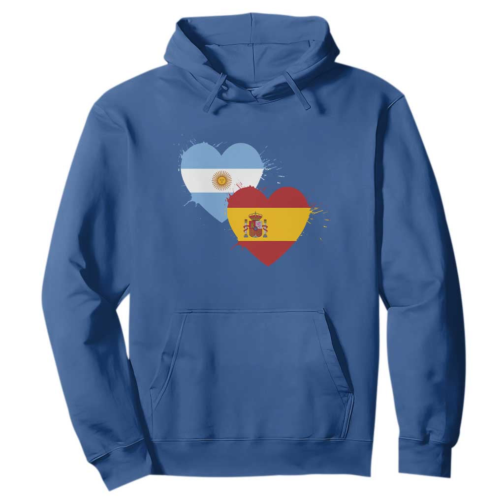 Argentina Spain Flag Two Hearts Graphic Hoodie Dual Argentine Spanish Heritage Love Pride