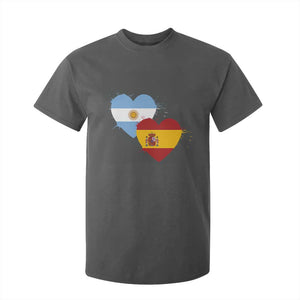 Argentina Spain Flag Two Hearts Graphic T Shirt For Kid Dual Argentine Spanish Heritage Love Pride