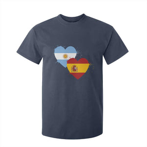 Argentina Spain Flag Two Hearts Graphic T Shirt For Kid Dual Argentine Spanish Heritage Love Pride