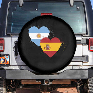 Argentina Spain Flag Two Hearts Graphic Spare Tire Cover Dual Argentine Spanish Heritage Love Pride
