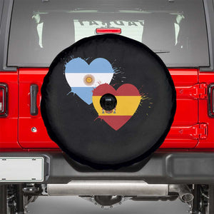 Argentina Spain Flag Two Hearts Graphic Spare Tire Cover Dual Argentine Spanish Heritage Love Pride