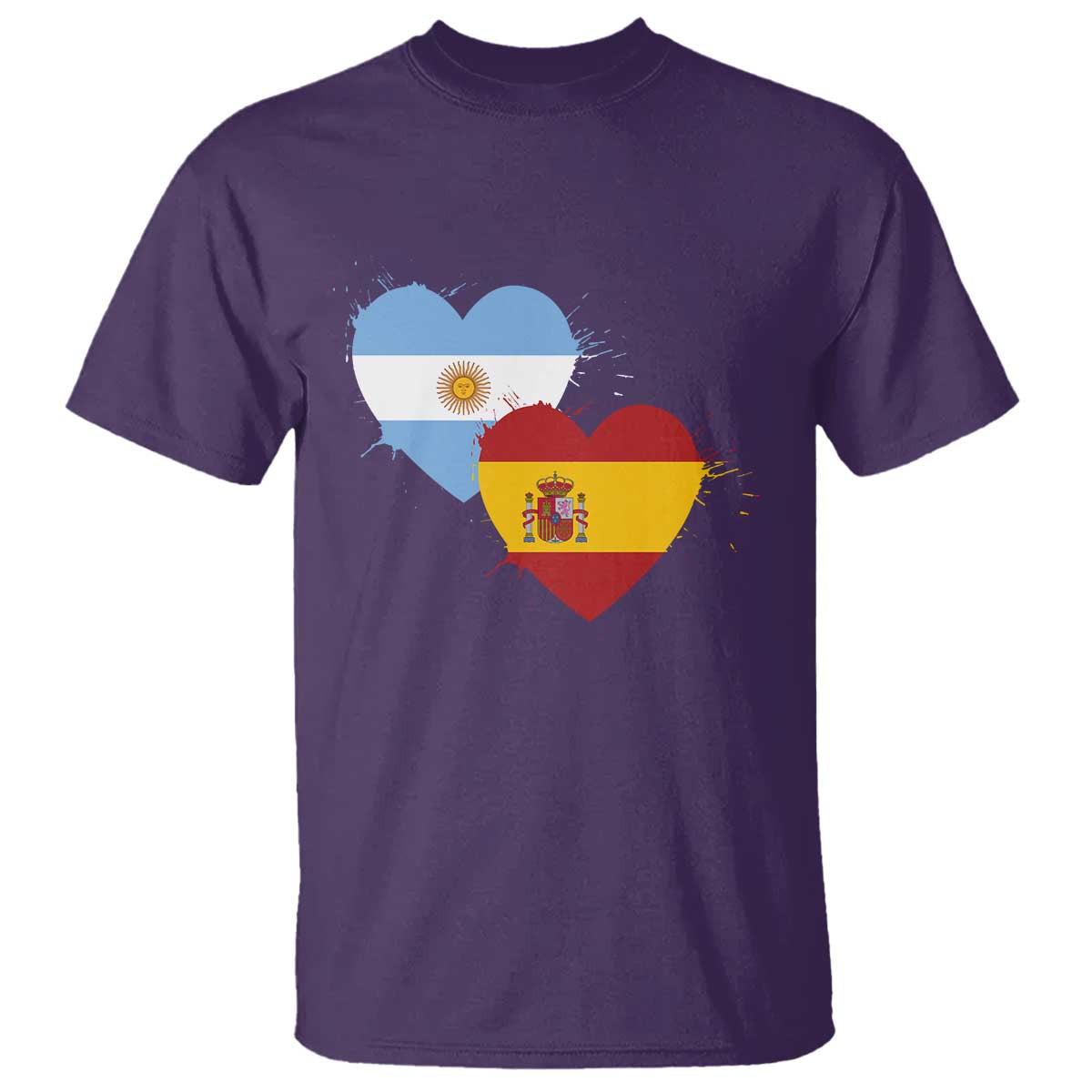 Argentina Spain Flag Two Hearts Graphic T Shirt Dual Argentine Spanish Heritage Love Pride
