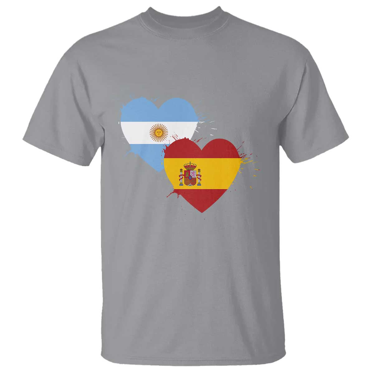 Argentina Spain Flag Two Hearts Graphic T Shirt Dual Argentine Spanish Heritage Love Pride