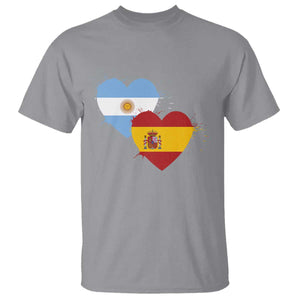 Argentina Spain Flag Two Hearts Graphic T Shirt Dual Argentine Spanish Heritage Love Pride