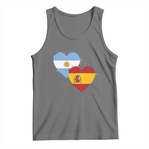 Argentina Spain Flag Two Hearts Graphic Tank Top Dual Argentine Spanish Heritage Love Pride