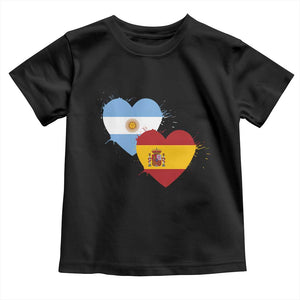 Argentina Spain Flag Two Hearts Graphic Toddler T Shirt Dual Argentine Spanish Heritage Love Pride