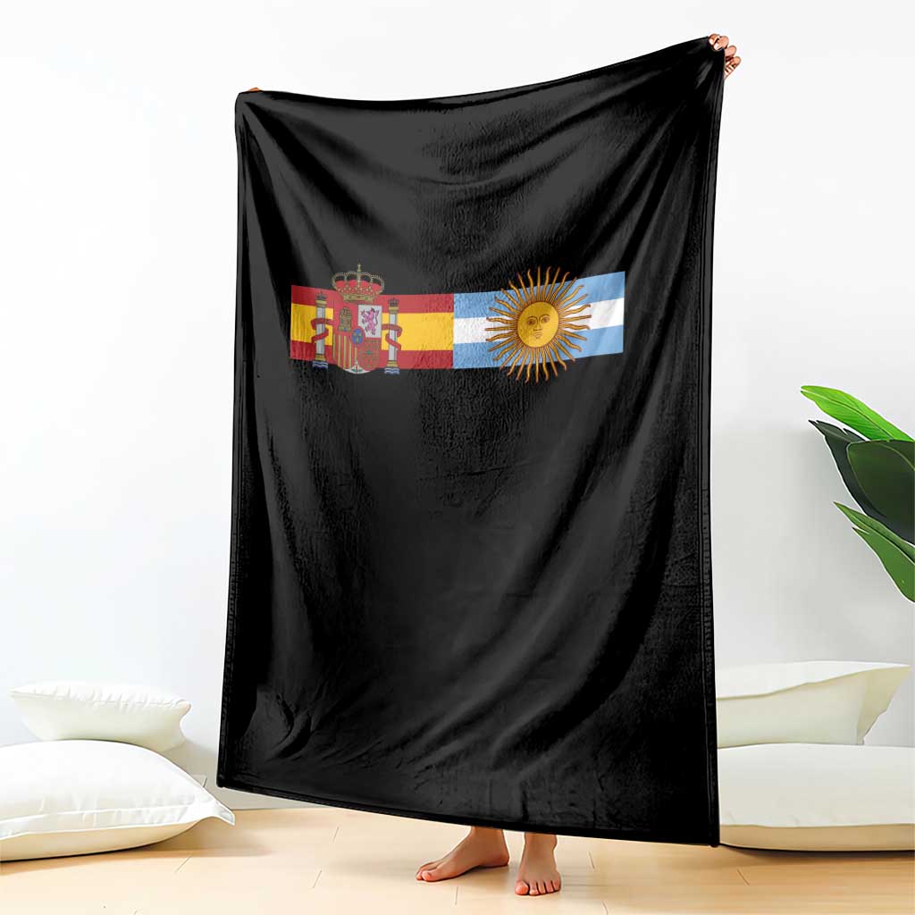 Spain Argentina Dual Flag Graphic Throw Blanket Mixed Roots Spanish Argentine Heritage Pride Match Day
