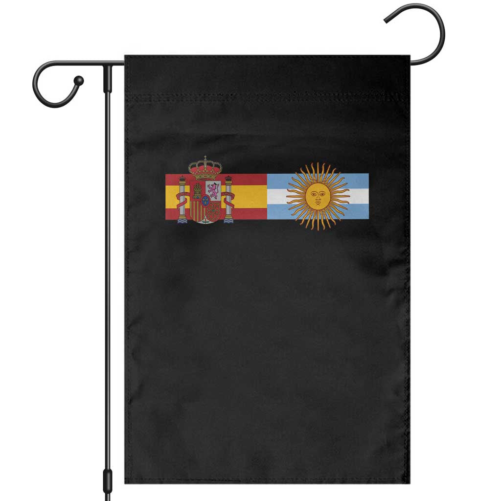 Spain Argentina Dual Flag Graphic Garden Flag Mixed Roots Spanish Argentine Heritage Pride Match Day TS02 Black Print Your Wear